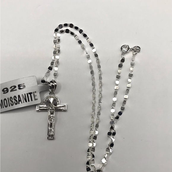 925 Sterling Silver 0.40CT MOISSANITE Cross Pendant Necklace size 18” - Picture 11 of 17